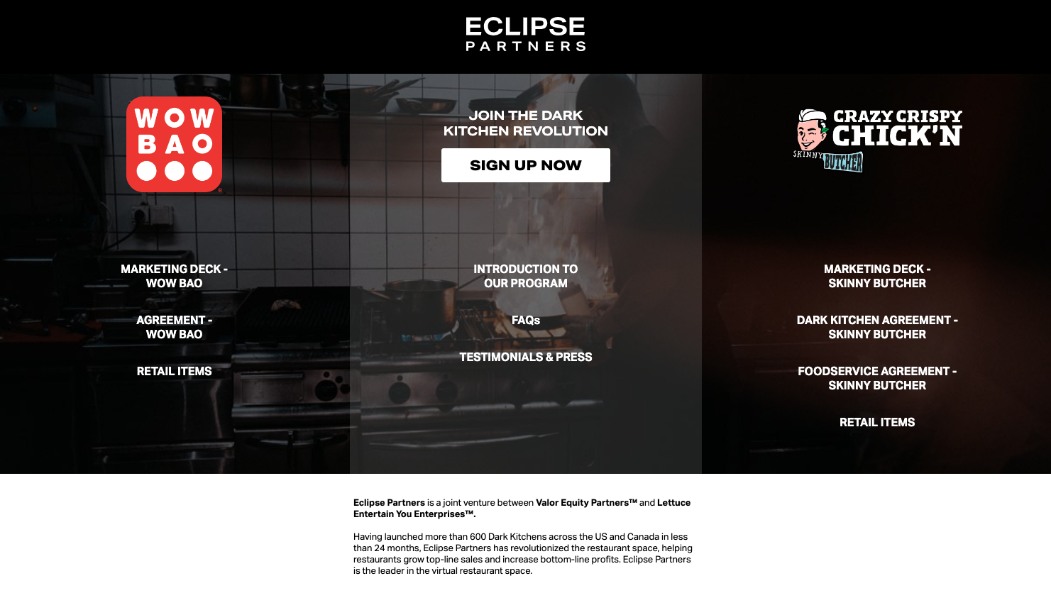 Screenshot of Eclipse Partners website landing page