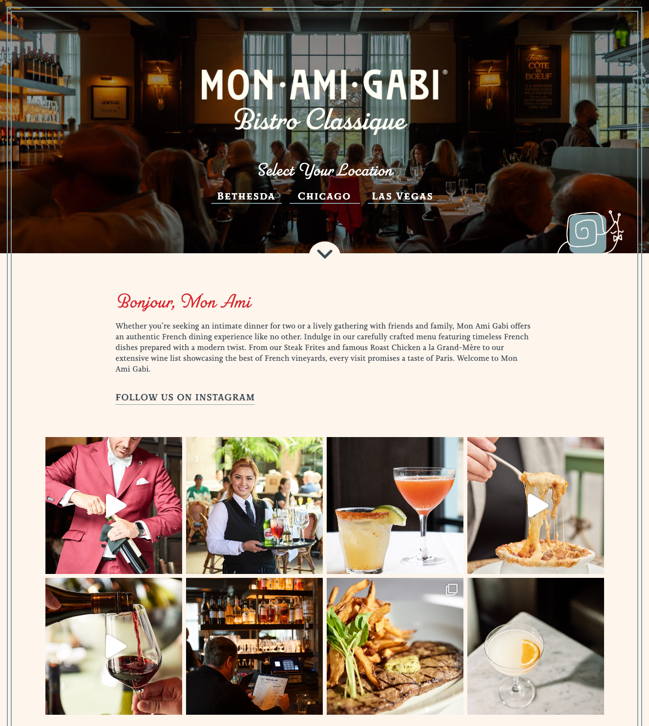 Screenshot of Mon Ami Gabi website landing page